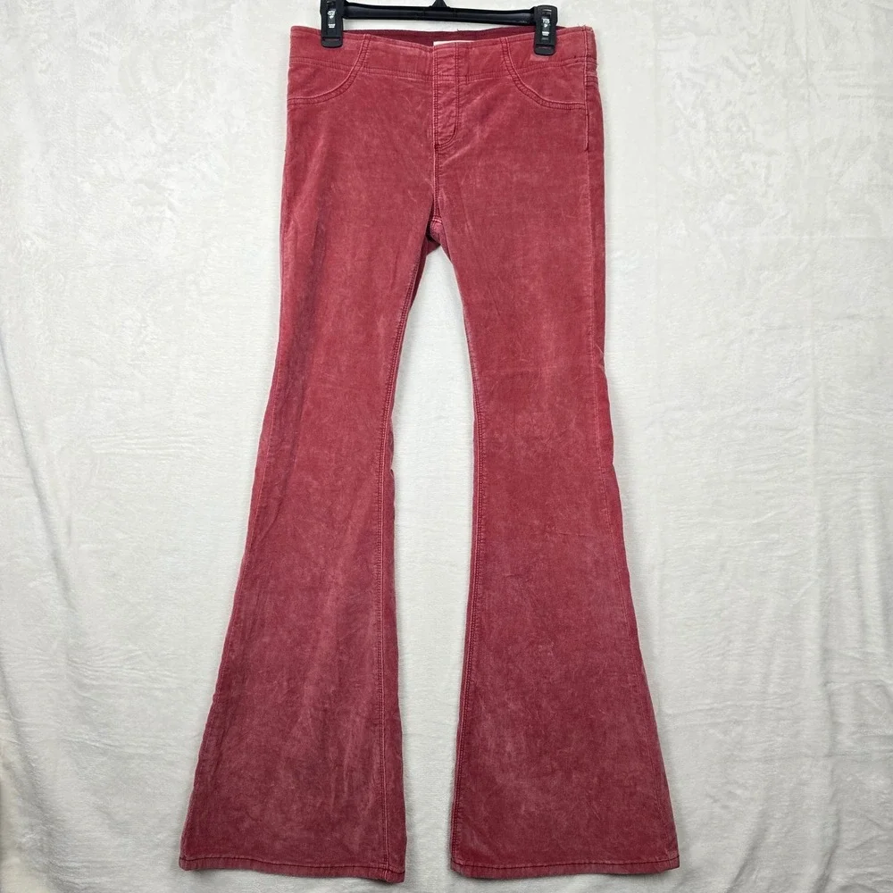 Free People We The Free‎ Pull-On Corduroy Flare Pants Rose Pink Size 28 OB910963